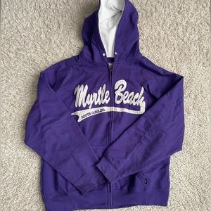 Large Purple Thrifted Baseball Zip-Up Jacket